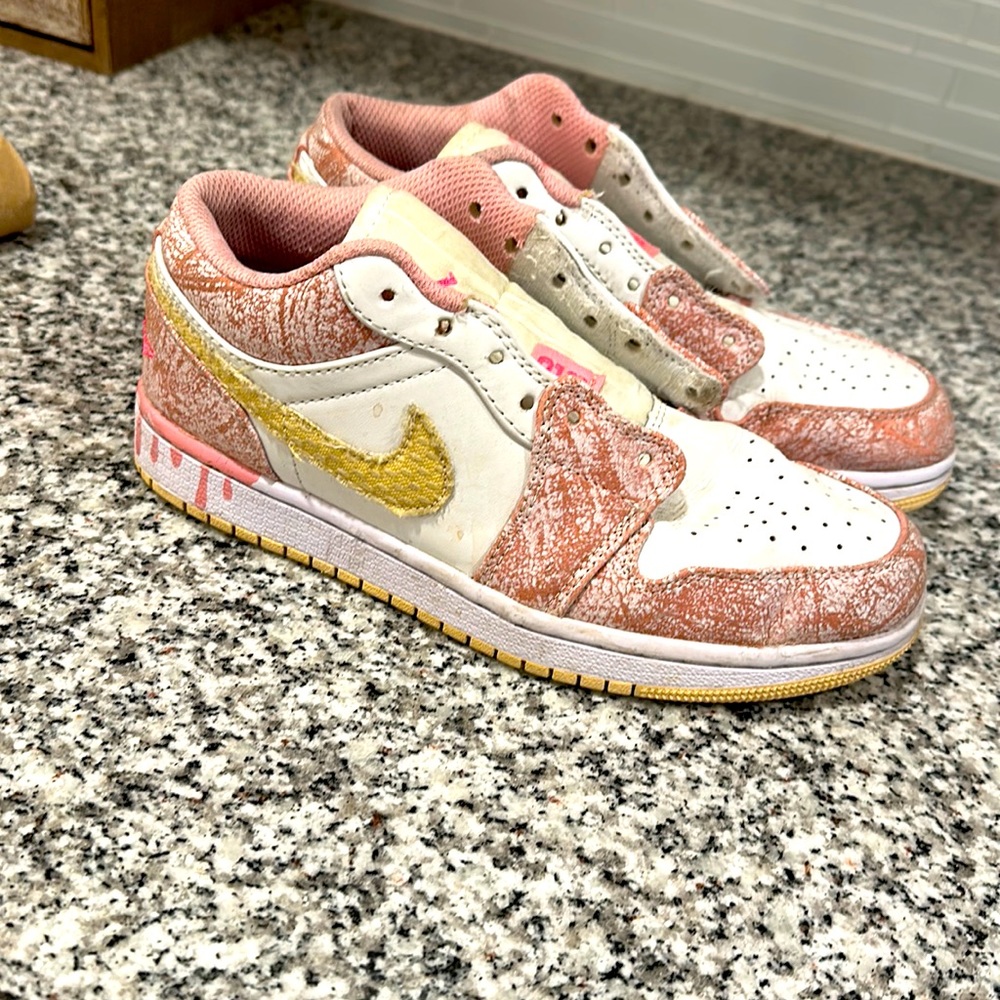Jordan shoes Nike air Jordan 1 LOW SE GS ice cream paint drip color